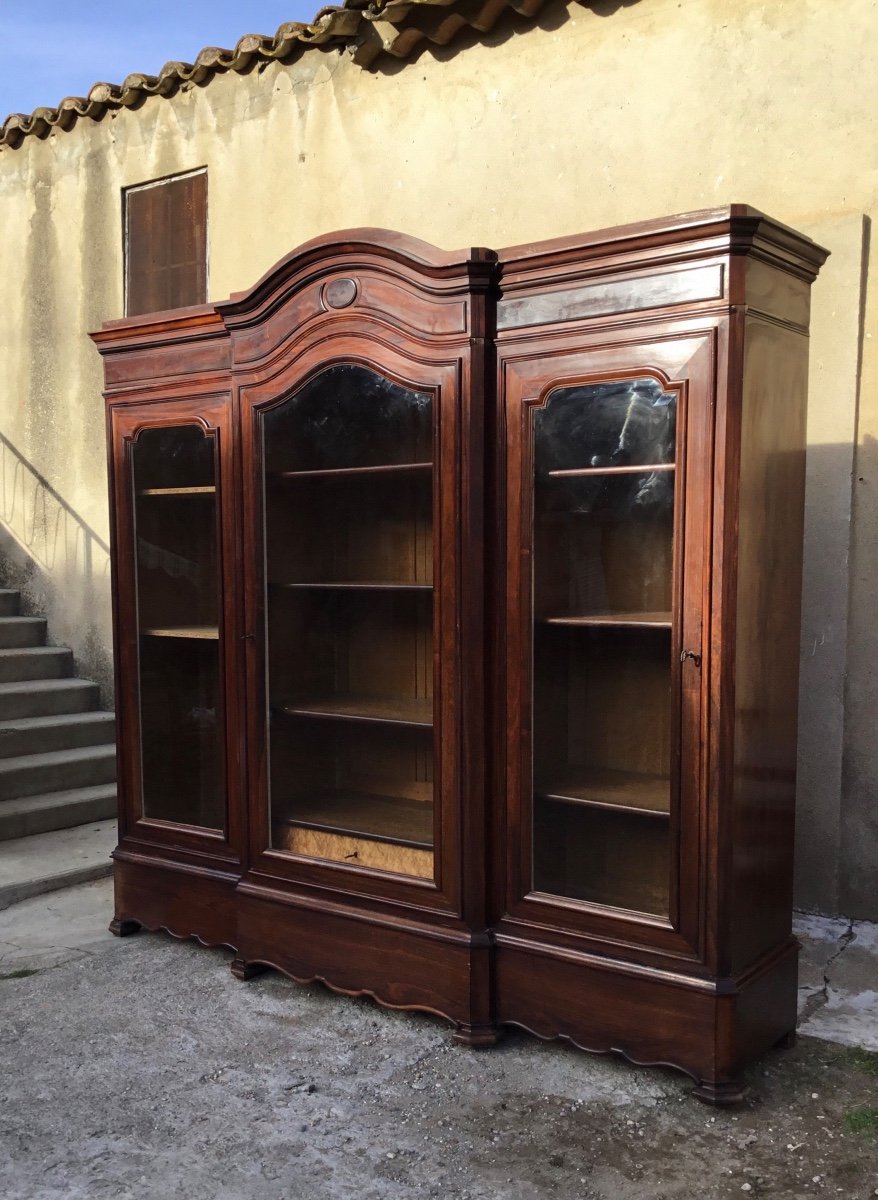Large Louis XV Style Showcase Library, In Mahogany, 19th Century Period-photo-2