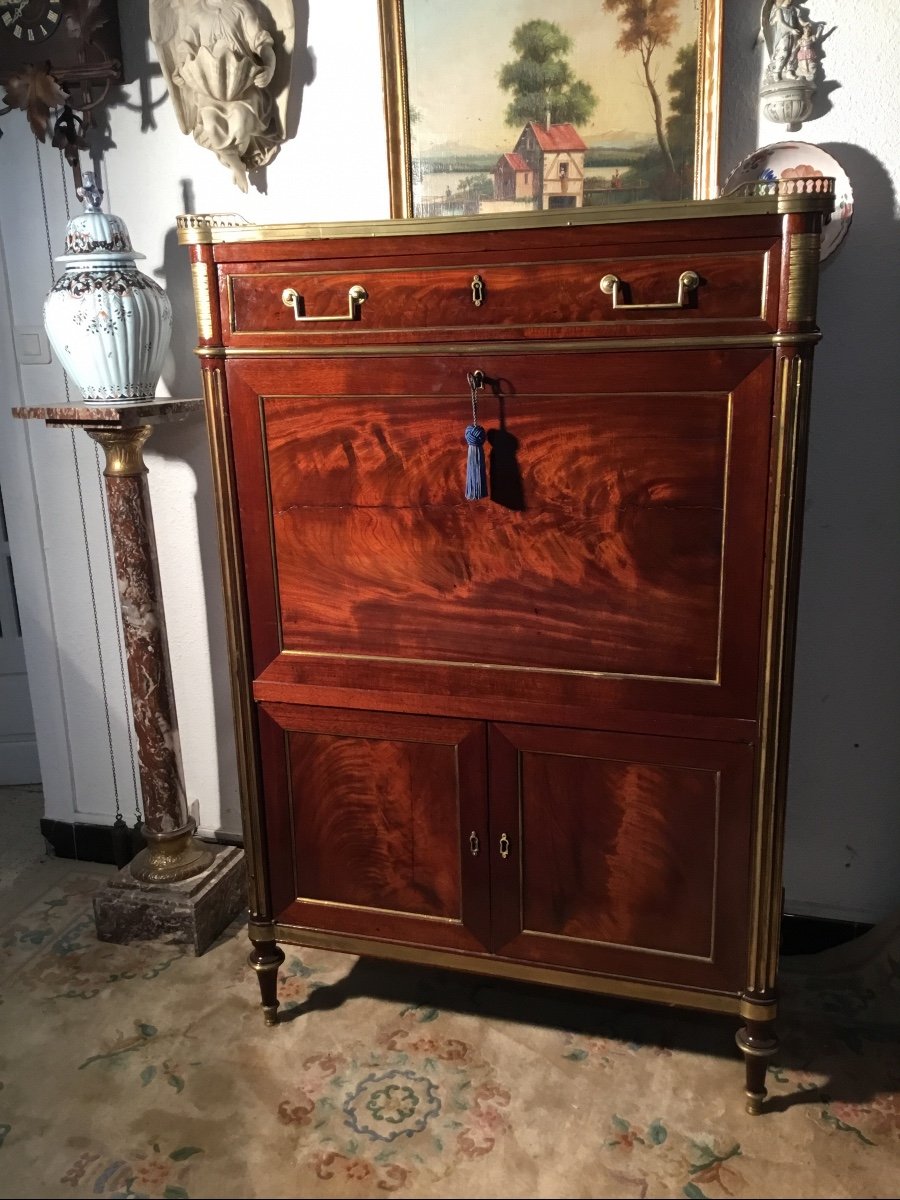 Secretary, Louis XVI, In Mahogany, 18th Century Period