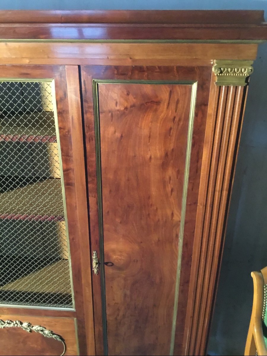 Louis XVI Style Bookcase, In Blond Mahogany, 19th Century Period-photo-2