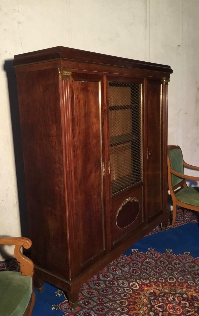 Louis XVI Style Bookcase, In Blond Mahogany, 19th Century Period-photo-5