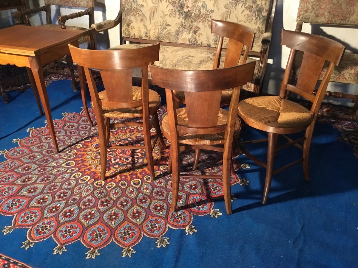 Suite Of Four Provençal Directoire Chairs 18th Century.-photo-6