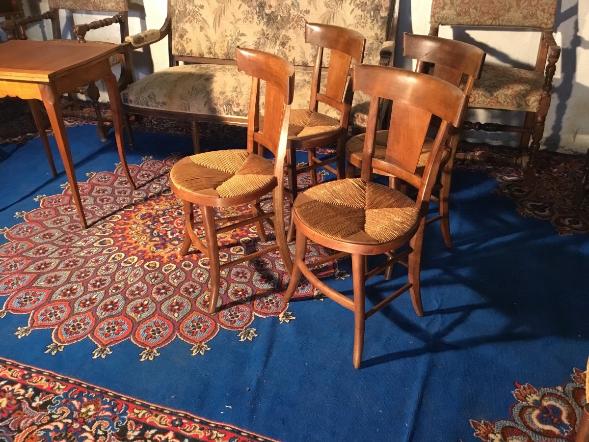 Suite Of Four Provençal Directoire Chairs 18th Century.-photo-7