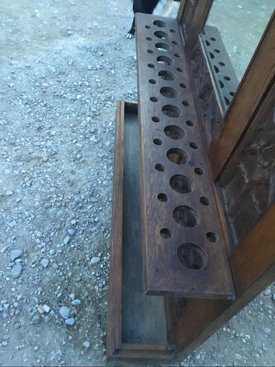 Cloakroom Castle Coat Rack, Oak, Neo-gothic 19th Century -photo-8