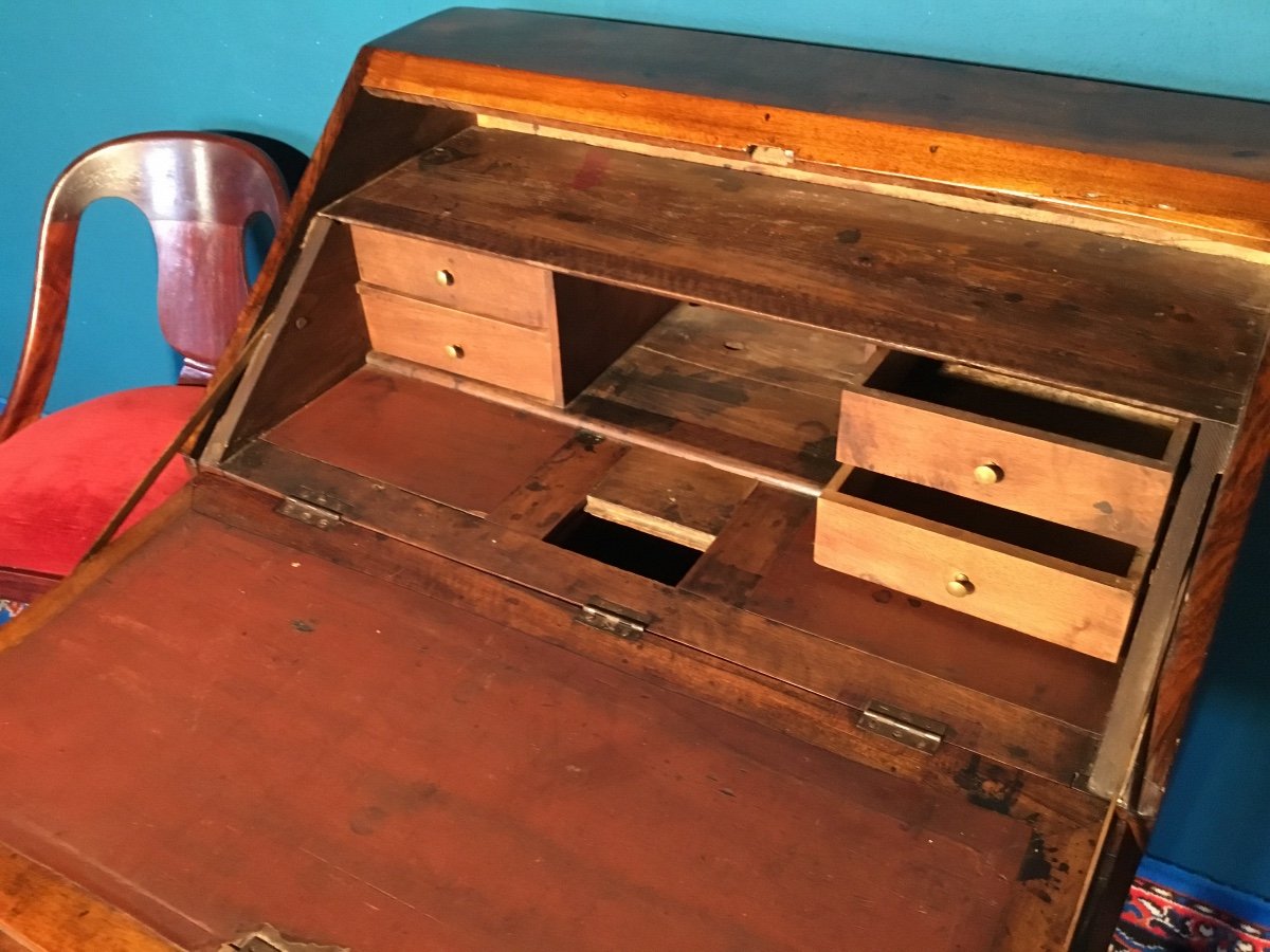 Bureau, à Pente  D’époque Louis XVI, En Noyer 18ème.-photo-3