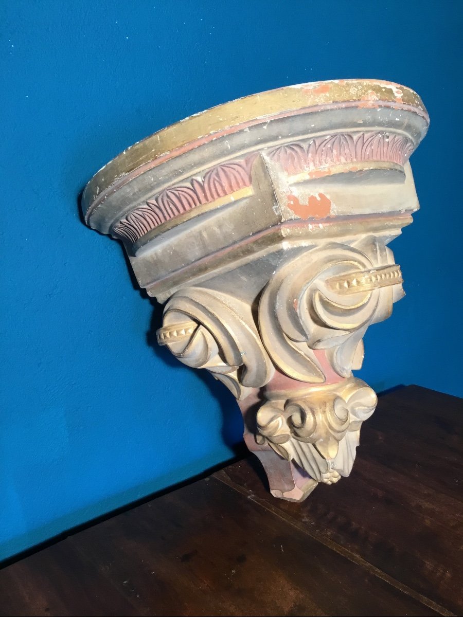 19th Century Polychrome Terracotta Wall Console -photo-3