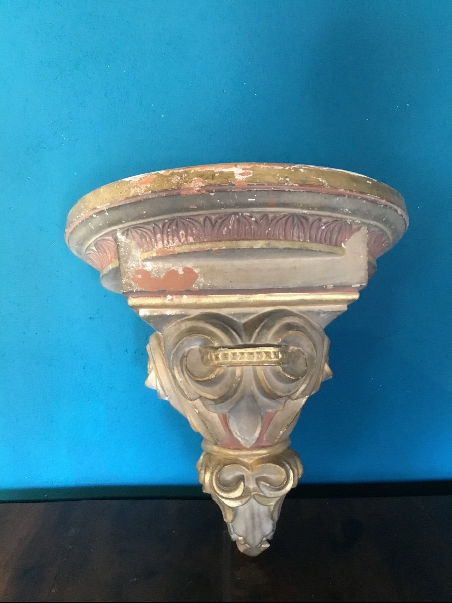 19th Century Polychrome Terracotta Wall Console 