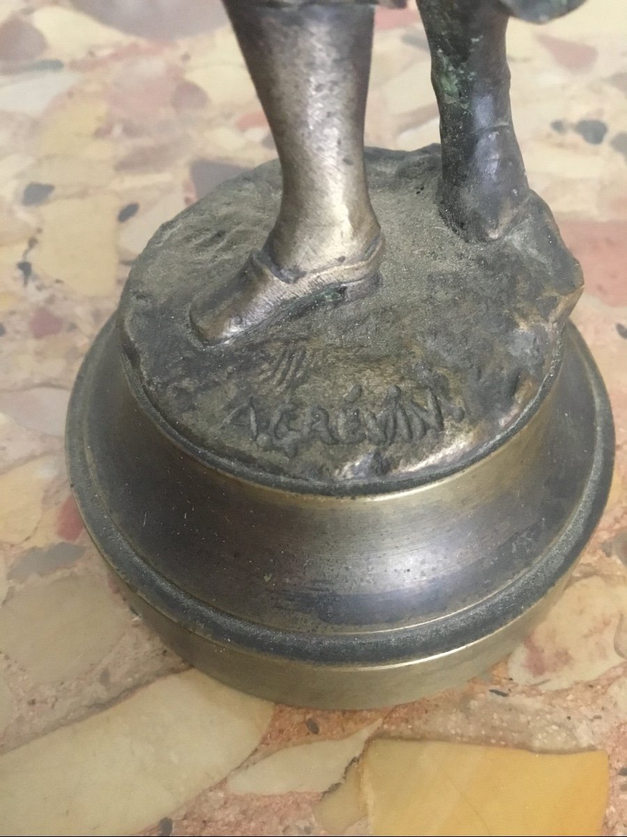 Bronze, Alfred Grévin, Femme Au Panier En Bronze 19emsiècle -photo-2