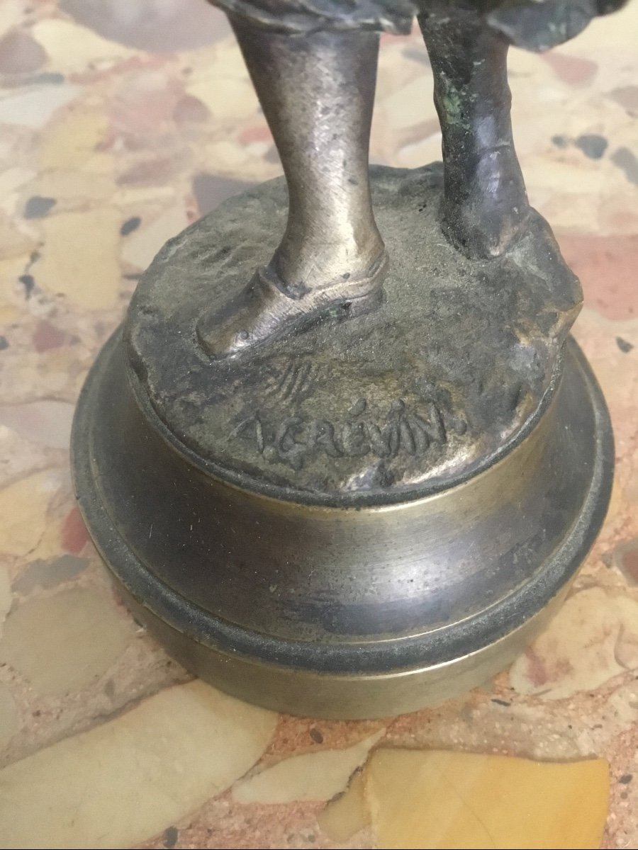 Bronze, Alfred Grévin, Femme Au Panier En Bronze 19emsiècle -photo-3