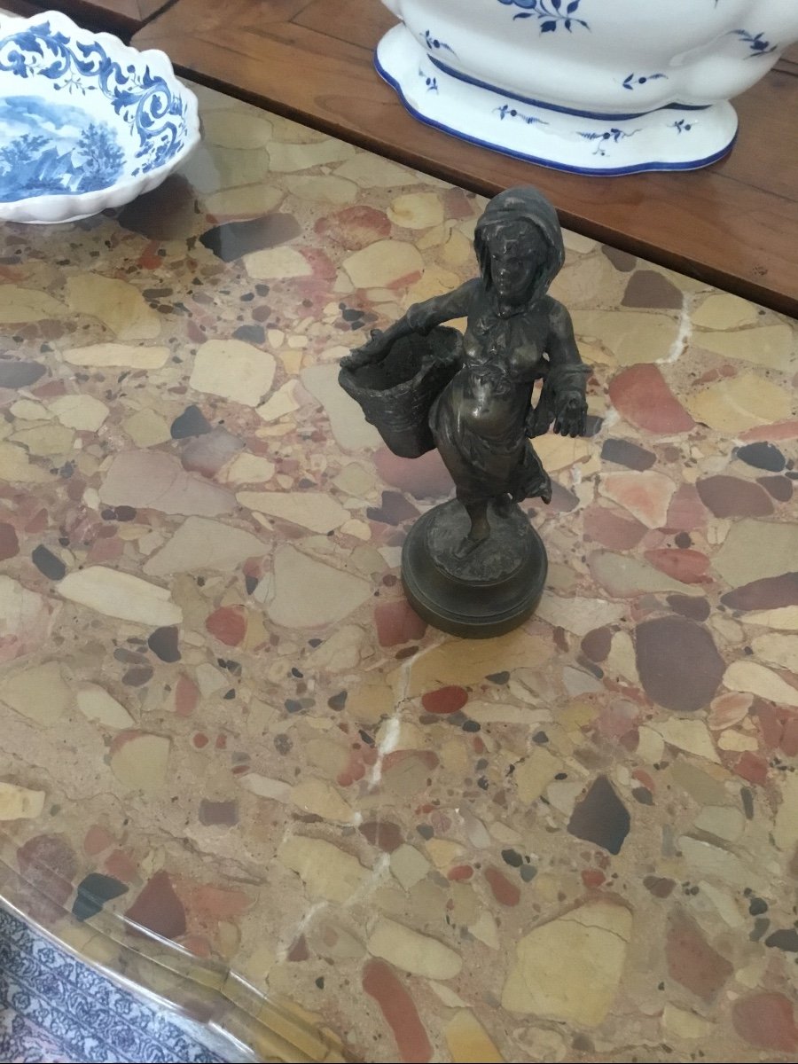 Bronze, Alfred Grévin, Femme Au Panier En Bronze 19emsiècle -photo-4