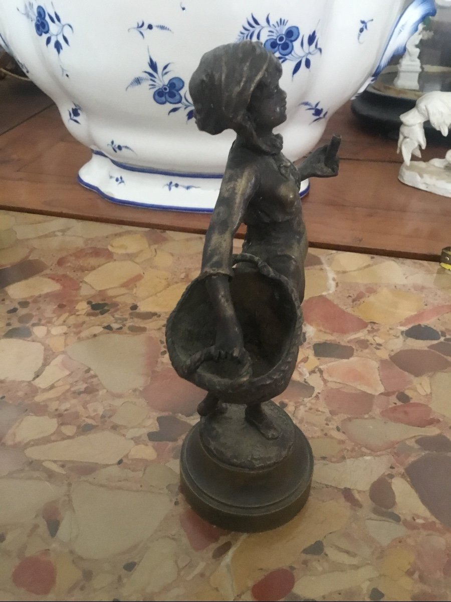 Bronze, Alfred Grévin, Femme Au Panier En Bronze 19emsiècle -photo-7