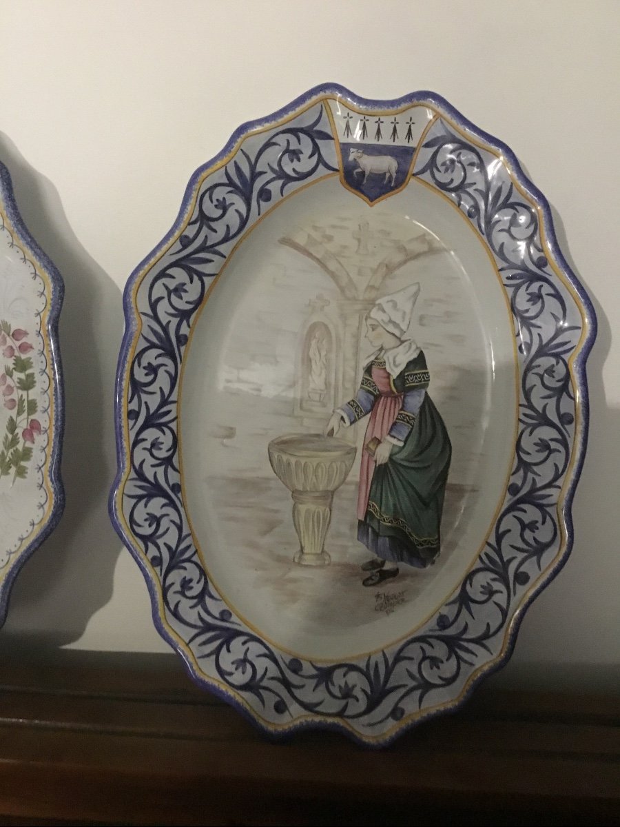 Suite Of Two Hb Dishes, Henriot, Quimper 20th Century -photo-2
