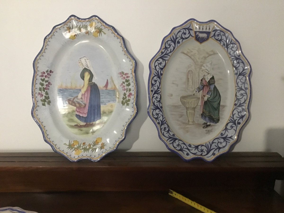 Suite Of Two Hb Dishes, Henriot, Quimper 20th Century 