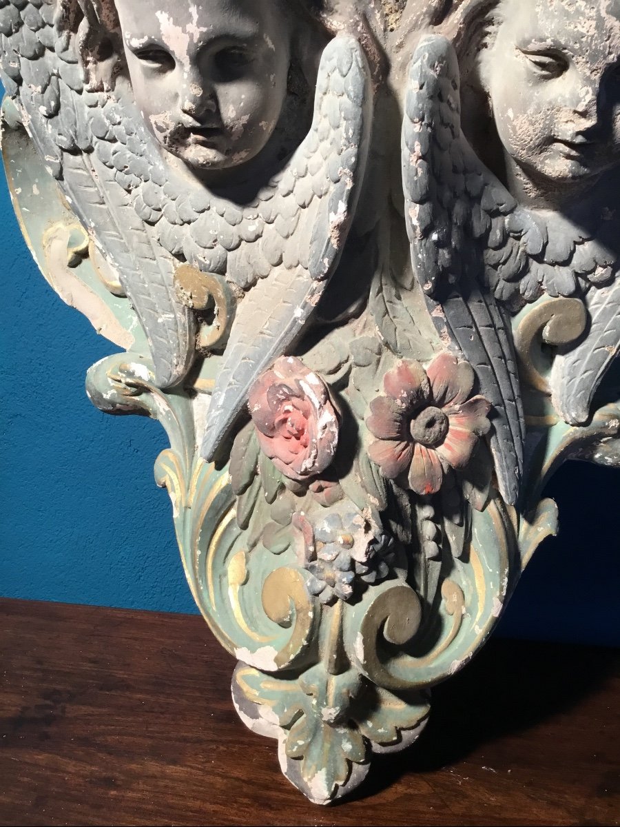 Wall Console In Polychrome Plaster Period, 19th Century -photo-6