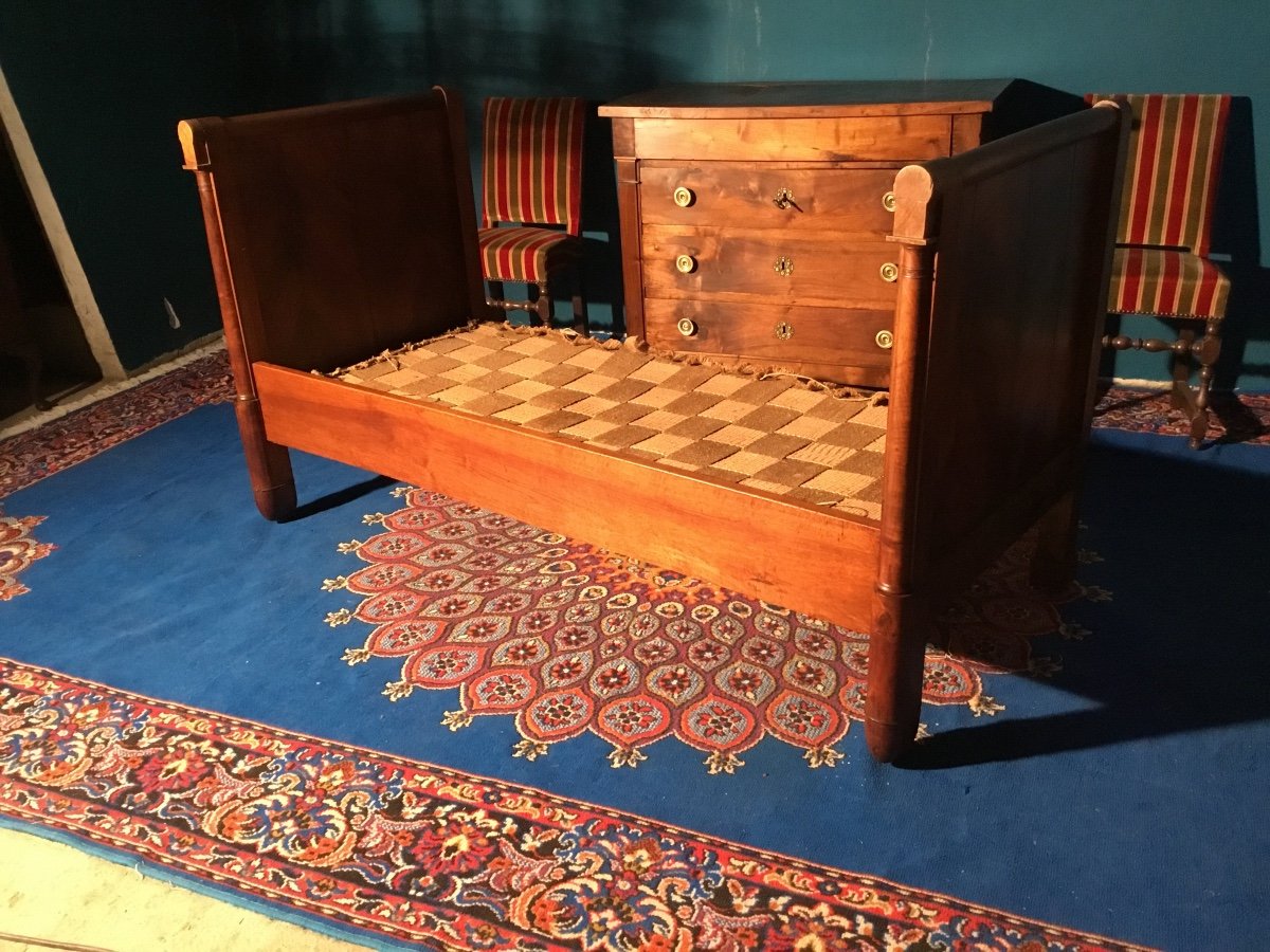 Lit Banquette, Empire En Noyer D’époque, 19emsiècle -photo-3