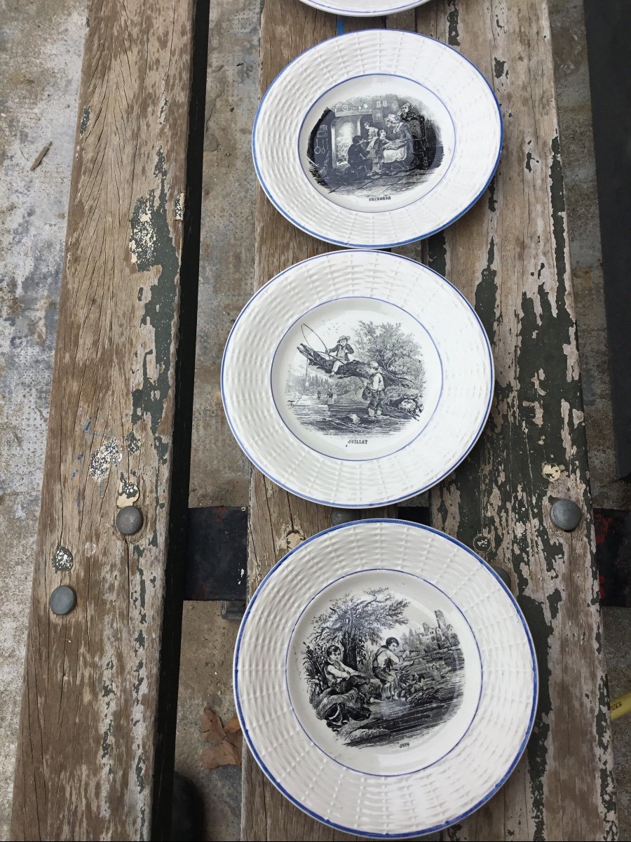 12. Plates Of Sarreguemines From Each Month Of The Year. 19th Century -photo-2