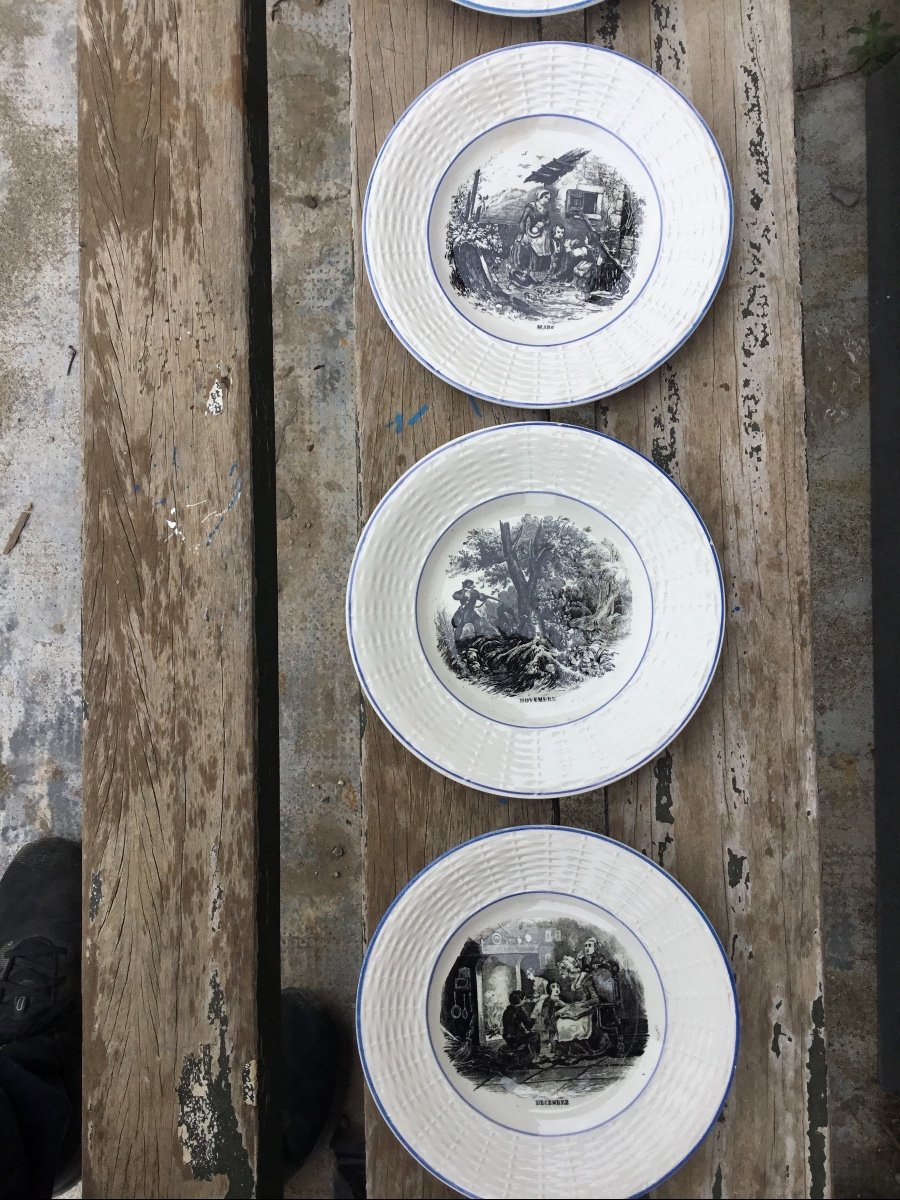 12. Plates Of Sarreguemines From Each Month Of The Year. 19th Century -photo-3