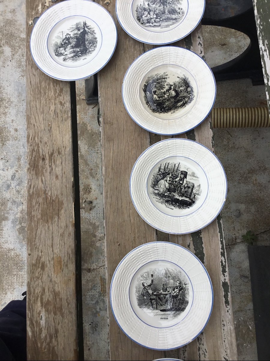 12. Plates Of Sarreguemines From Each Month Of The Year. 19th Century -photo-1