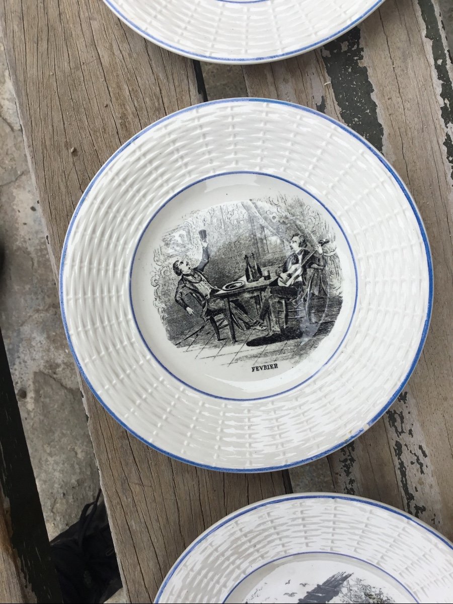 12. Plates Of Sarreguemines From Each Month Of The Year. 19th Century -photo-3