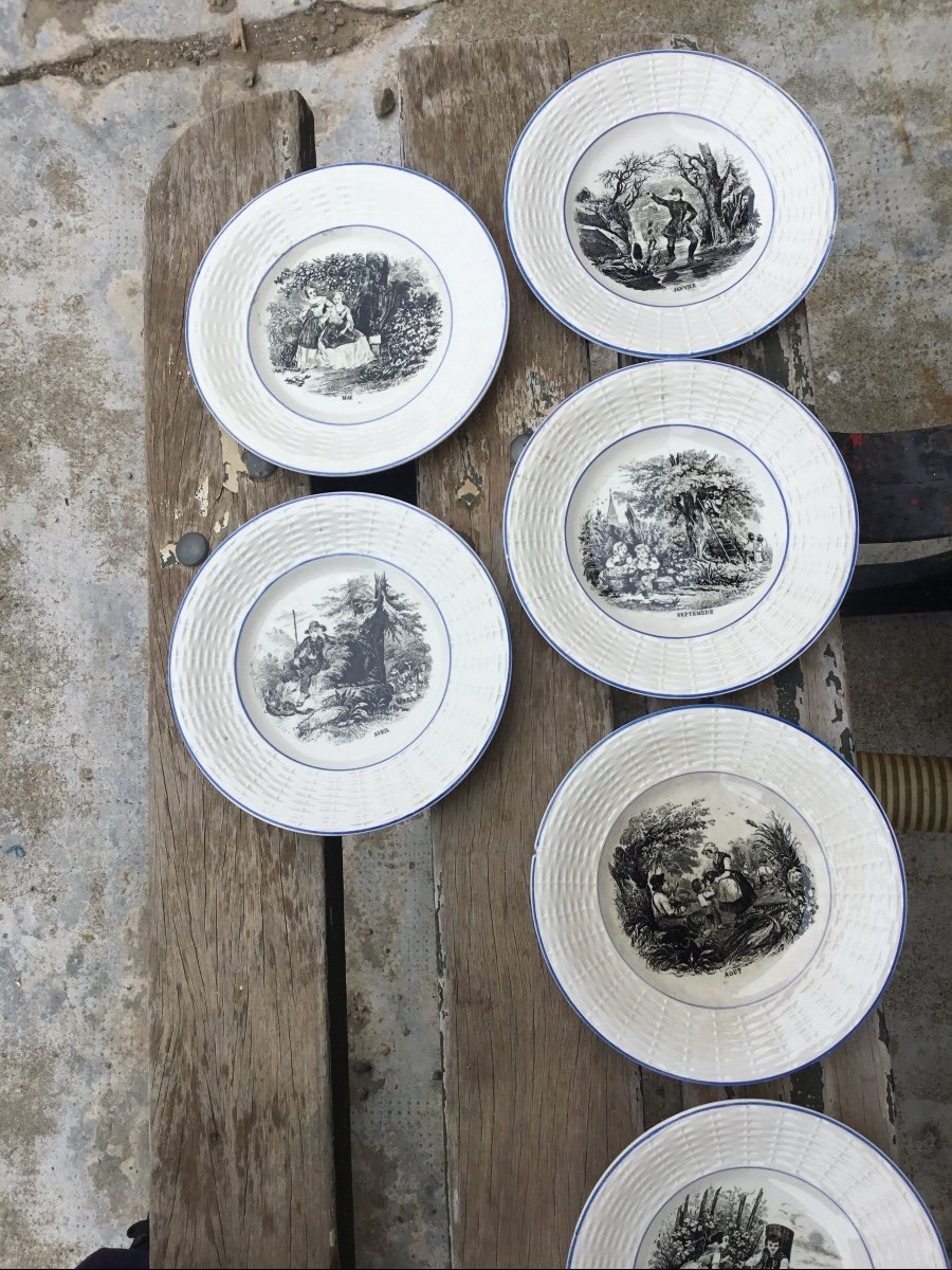 12. Plates Of Sarreguemines From Each Month Of The Year. 19th Century -photo-4