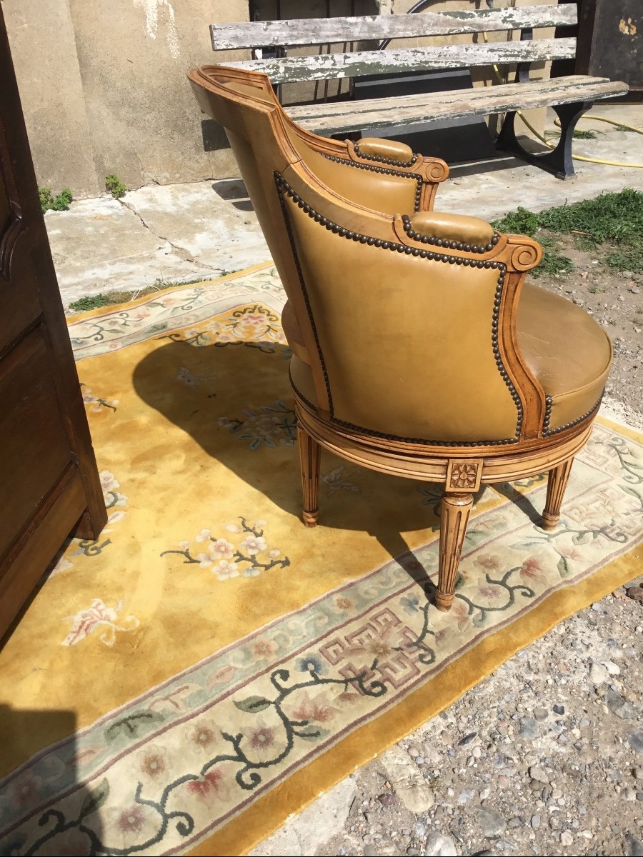 Fauteuil De Bureau, Tournant De Style Louis XVI époque, 1900-photo-3