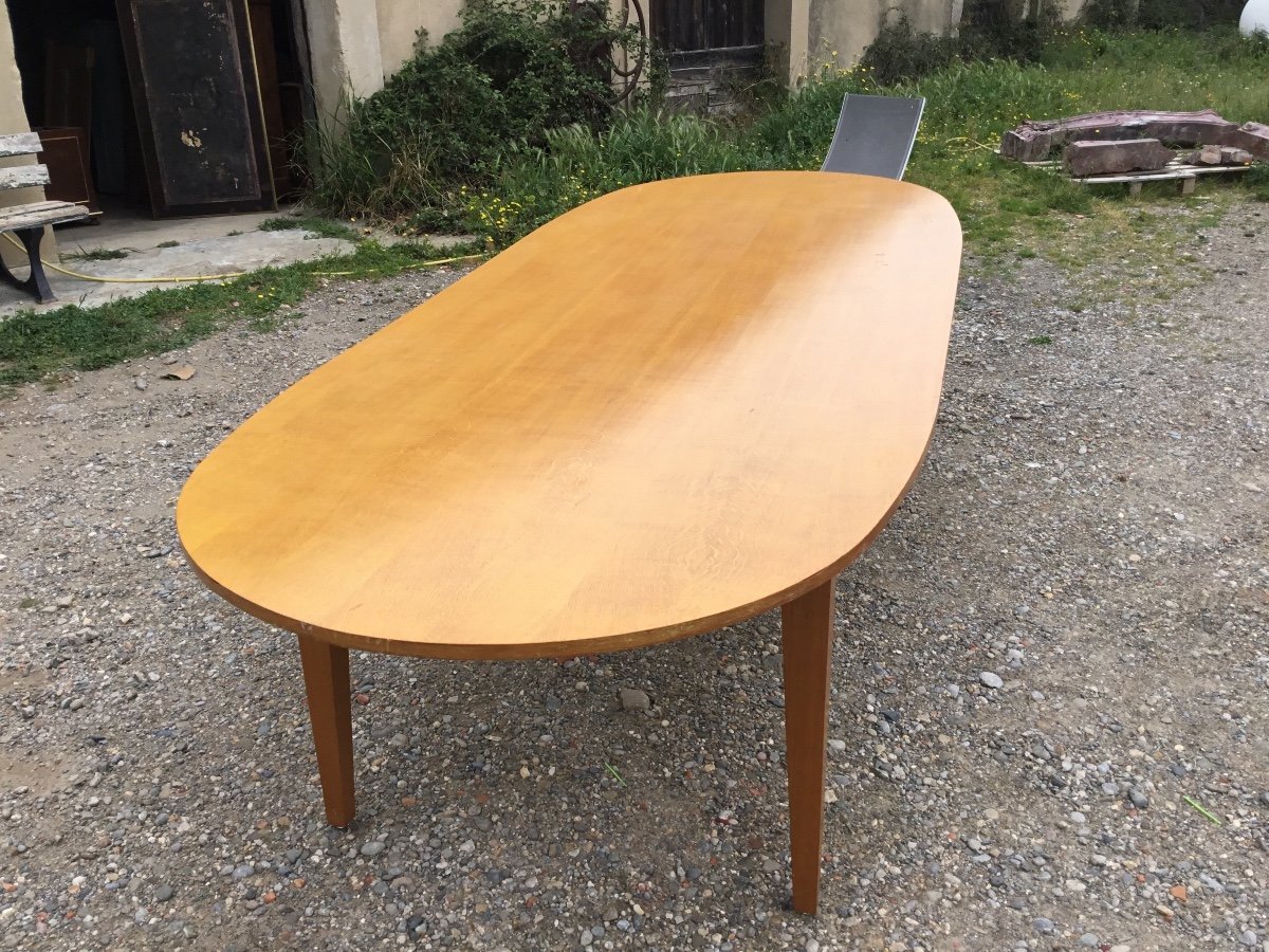 Large Dining Room Table In Scandinavian Style, In Period Oak, 1950-photo-3