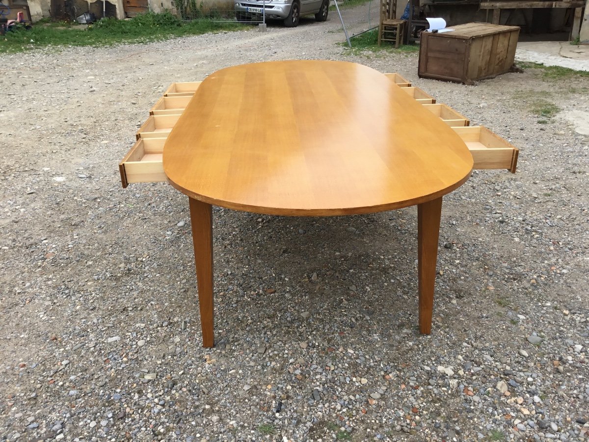 Large Dining Room Table In Scandinavian Style, In Period Oak, 1950-photo-1