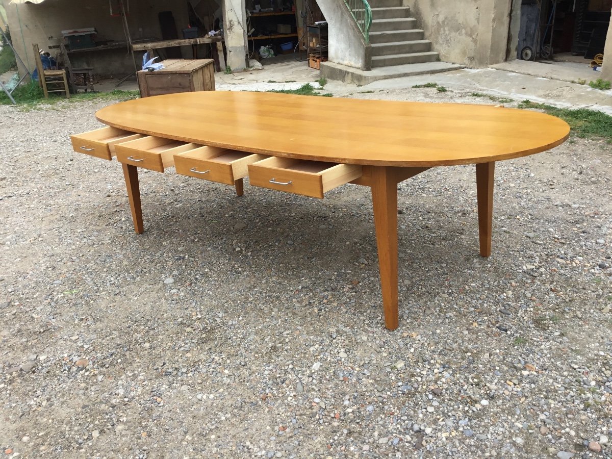 Large Dining Room Table In Scandinavian Style, In Period Oak, 1950-photo-7