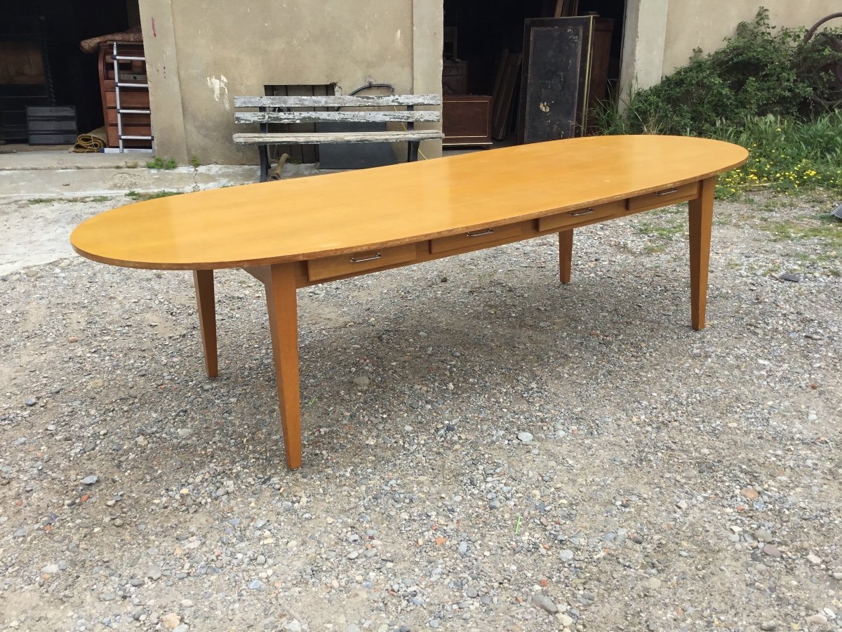 Large Dining Room Table In Scandinavian Style, In Period Oak, 1950-photo-8