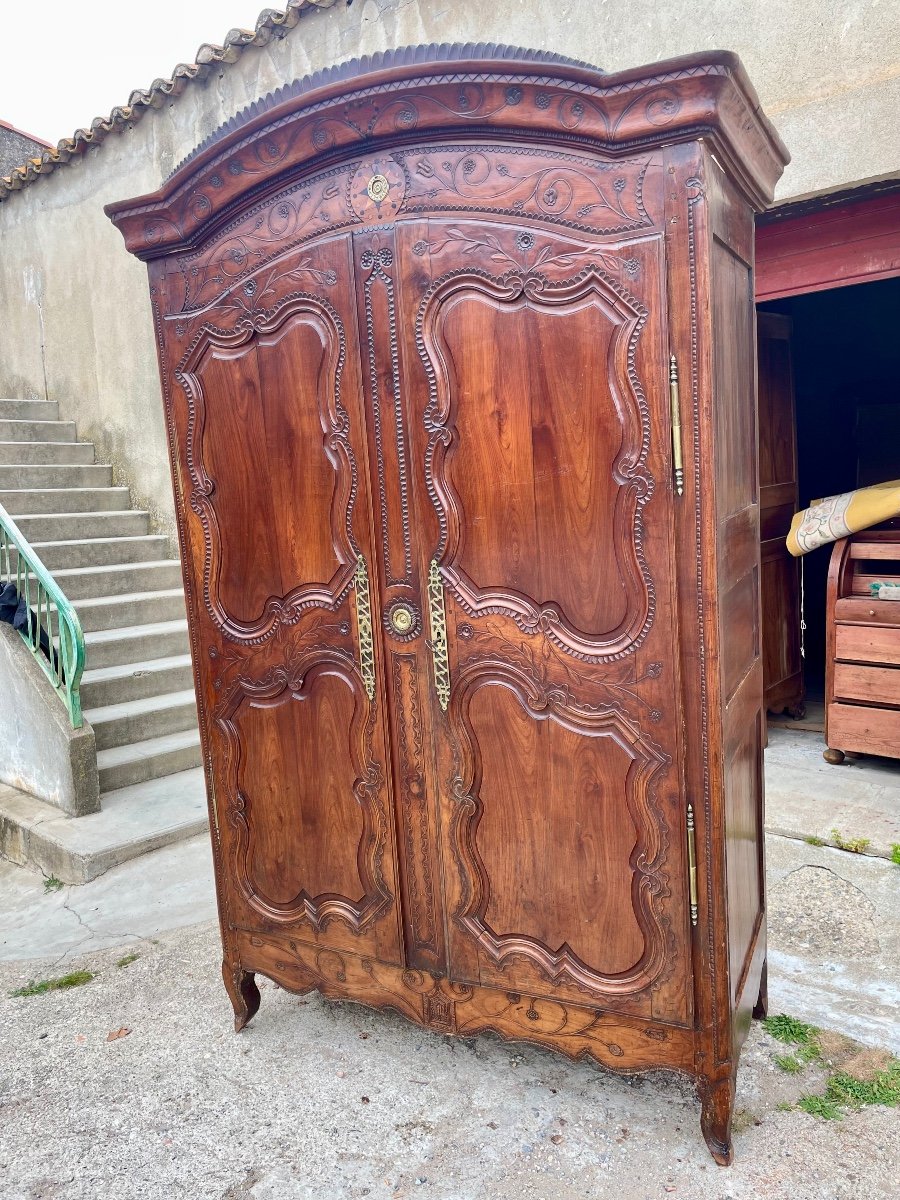 Wardrobe, Wedding, Louis XV Malouine In Cherry Wood From Period 18 Em. -photo-2