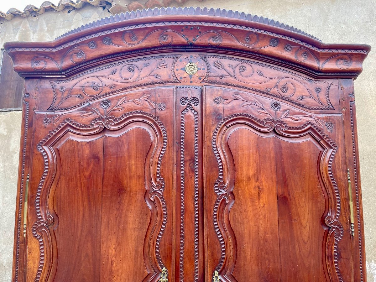 Wardrobe, Wedding, Louis XV Malouine In Cherry Wood From Period 18 Em. -photo-3