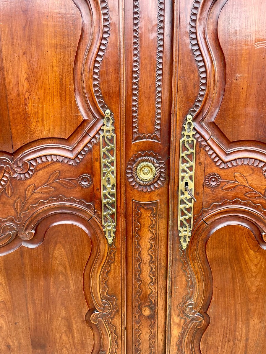 Wardrobe, Wedding, Louis XV Malouine In Cherry Wood From Period 18 Em. -photo-1