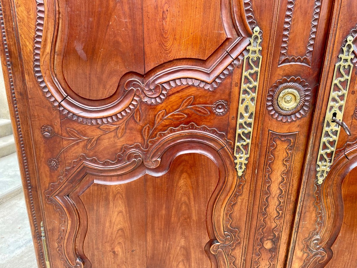 Wardrobe, Wedding, Louis XV Malouine In Cherry Wood From Period 18 Em. -photo-2