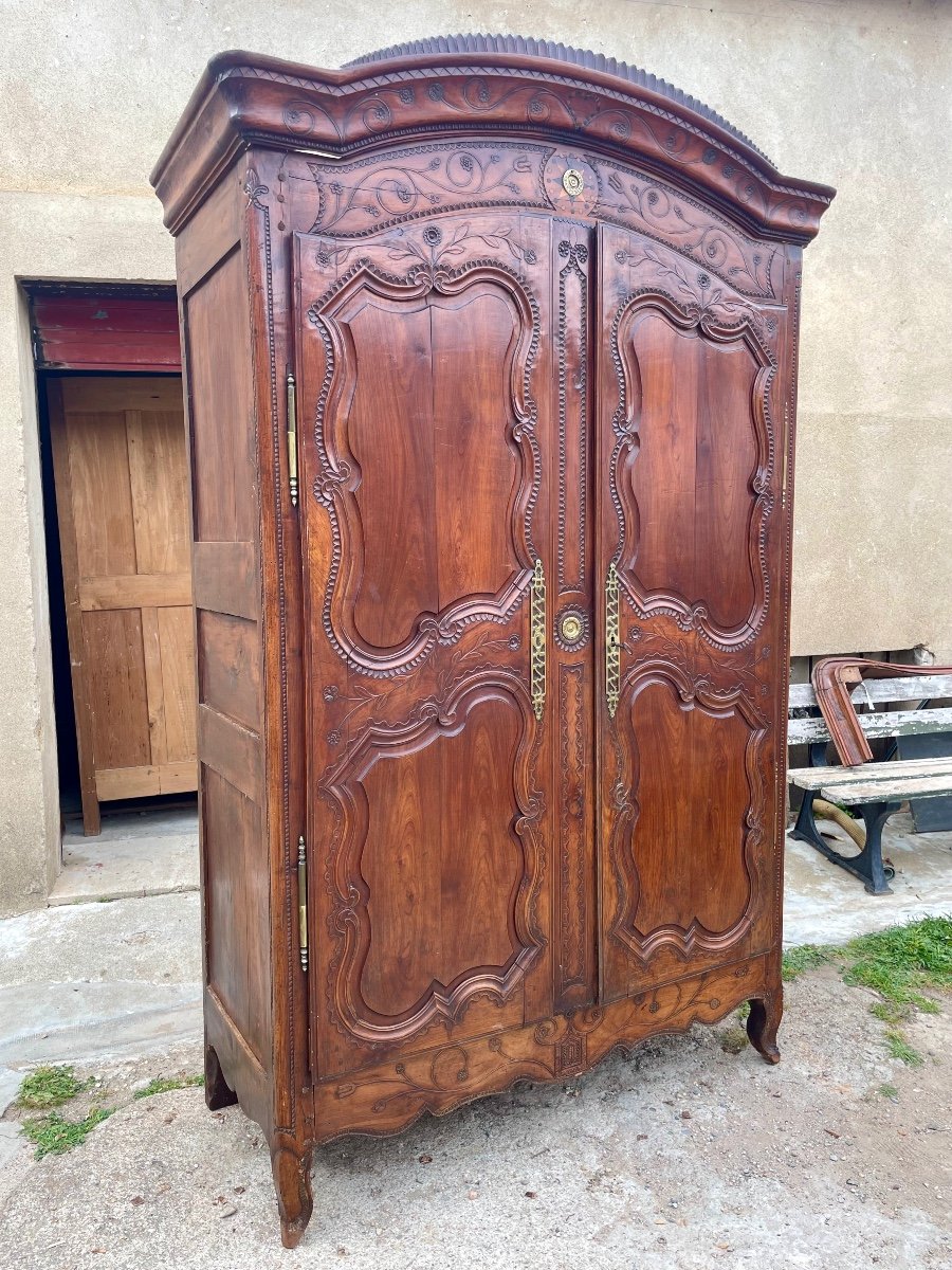 Wardrobe, Wedding, Louis XV Malouine In Cherry Wood From Period 18 Em. -photo-5