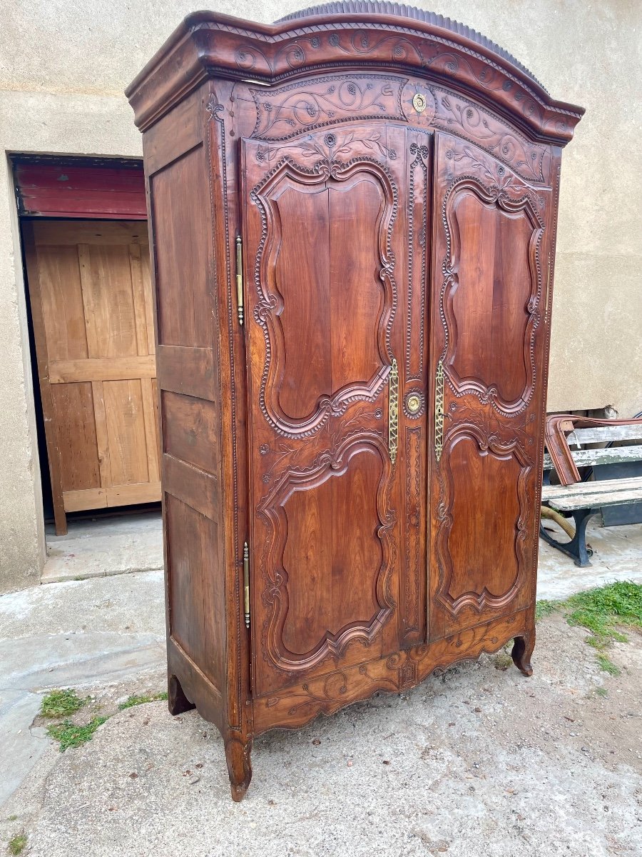 Wardrobe, Wedding, Louis XV Malouine In Cherry Wood From Period 18 Em. -photo-8