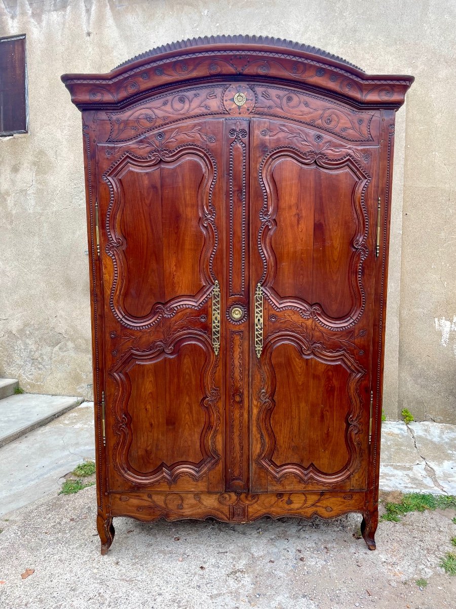 Wardrobe, Wedding, Louis XV Malouine In Cherry Wood From Period 18 Em. 