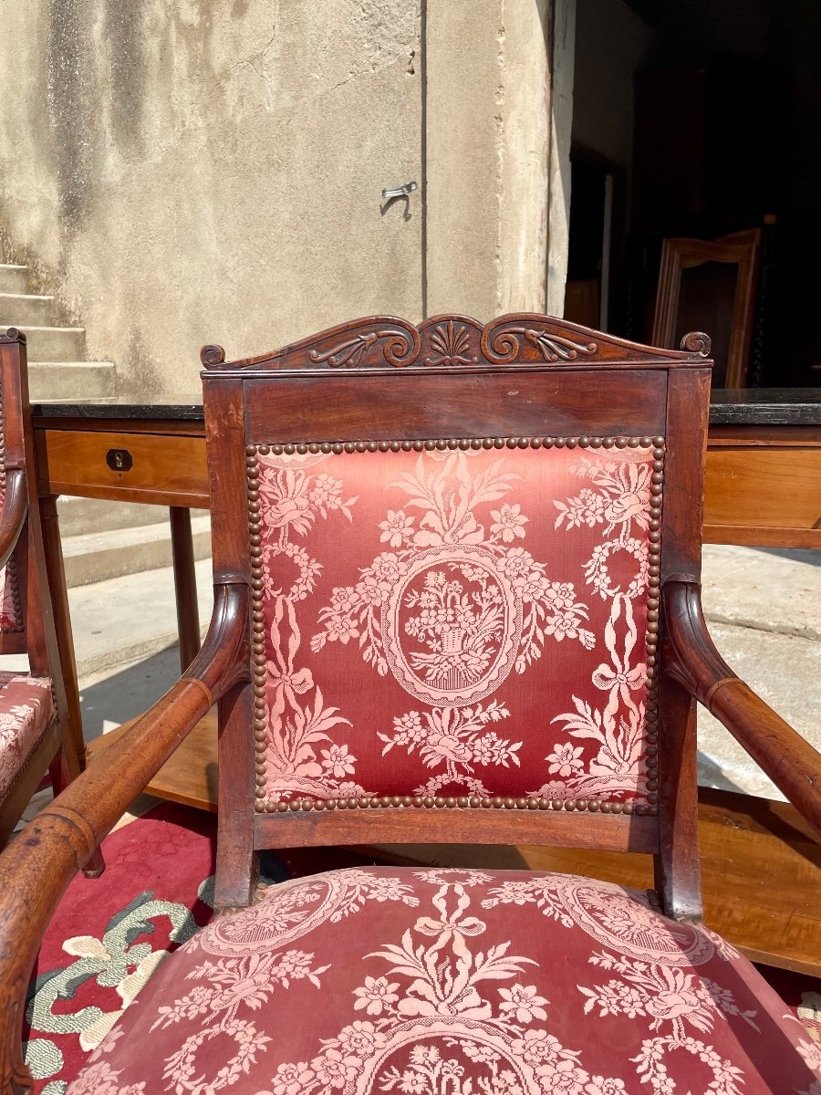 Fauteuil, Empire En Acajou époque 19em.-photo-2