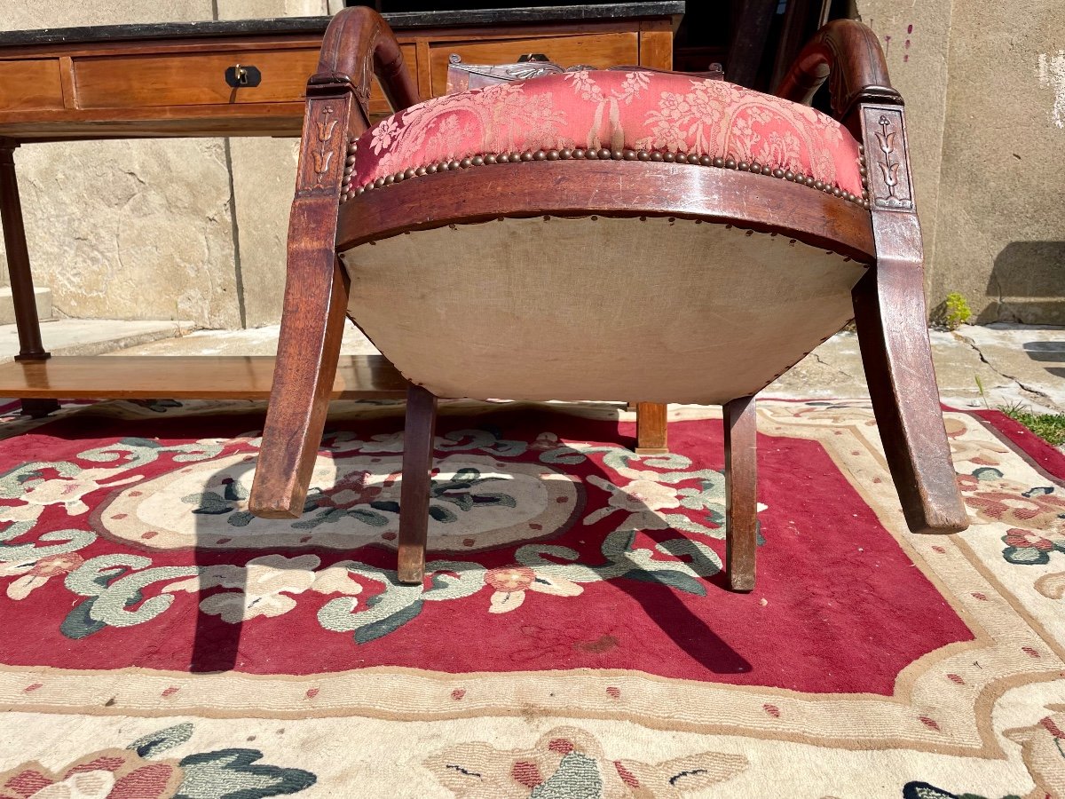 Fauteuil, Empire En Acajou époque 19em.-photo-4