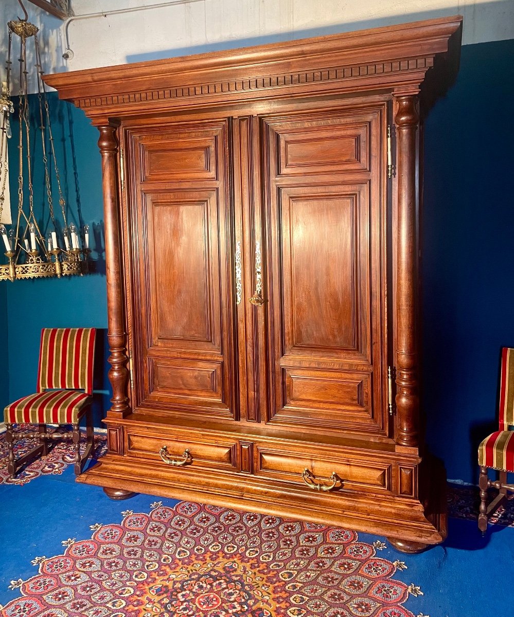 Imposing Wardrobe, Louis XIII, Said Wardrobe, From Port 19th Century.-photo-4