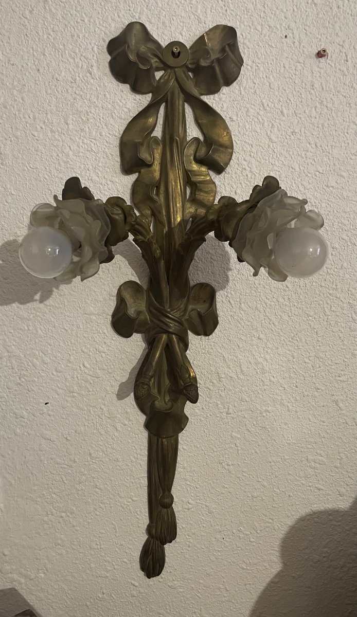 Bronze Wall Lamp, Louis XVI Style, 1900