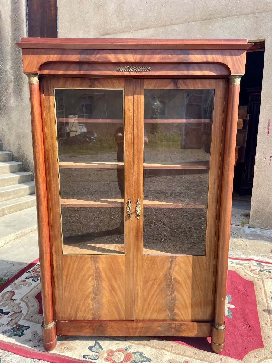 Library, Empire, With, Detached Column In Period Mahogany, 1900