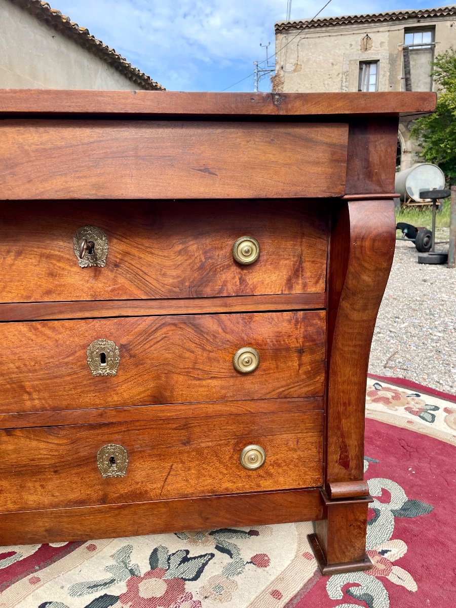 Commode Restauration à Crosse En Noyer D époque XIXe siècle -photo-4