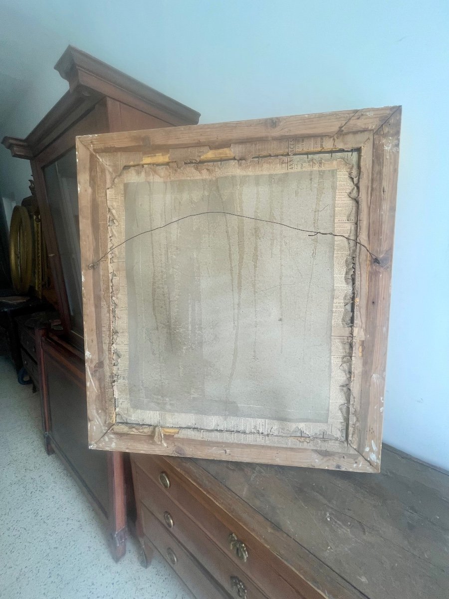 Large Golden Wood Frame, Louis XV Style, Vintage, 19th Century -photo-2