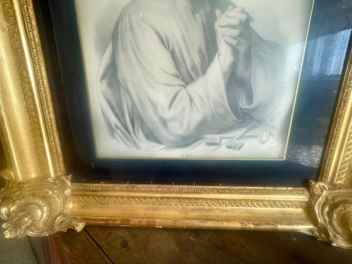 Large Golden Wood Frame, Louis XV Style, Vintage, 19th Century -photo-4
