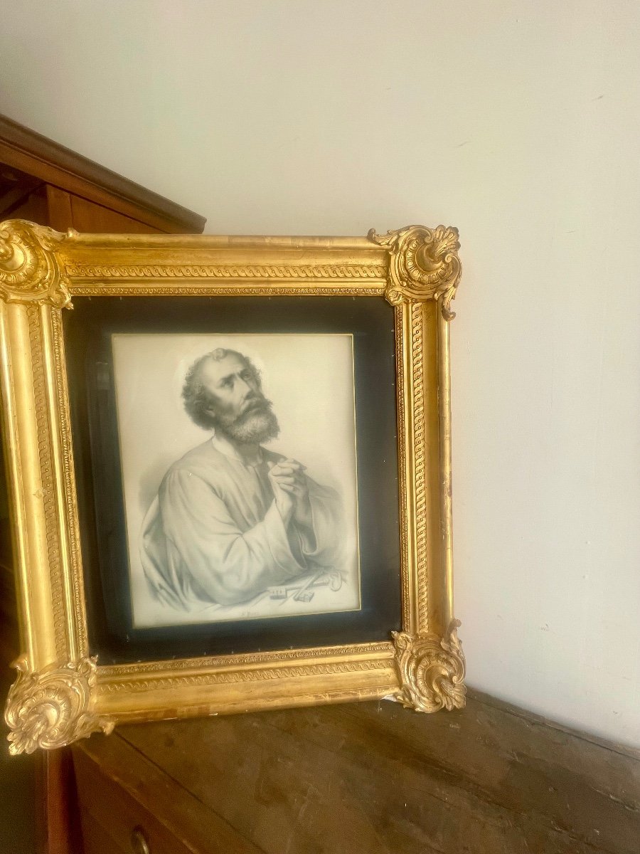 Large Golden Wood Frame, Louis XV Style, Vintage, 19th Century -photo-3