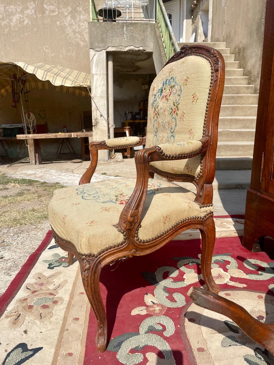 Fauteuil, Bergère Cabriolet, Louis XV Avec Son Repose Pied ,XVIIIem Siècle -photo-8