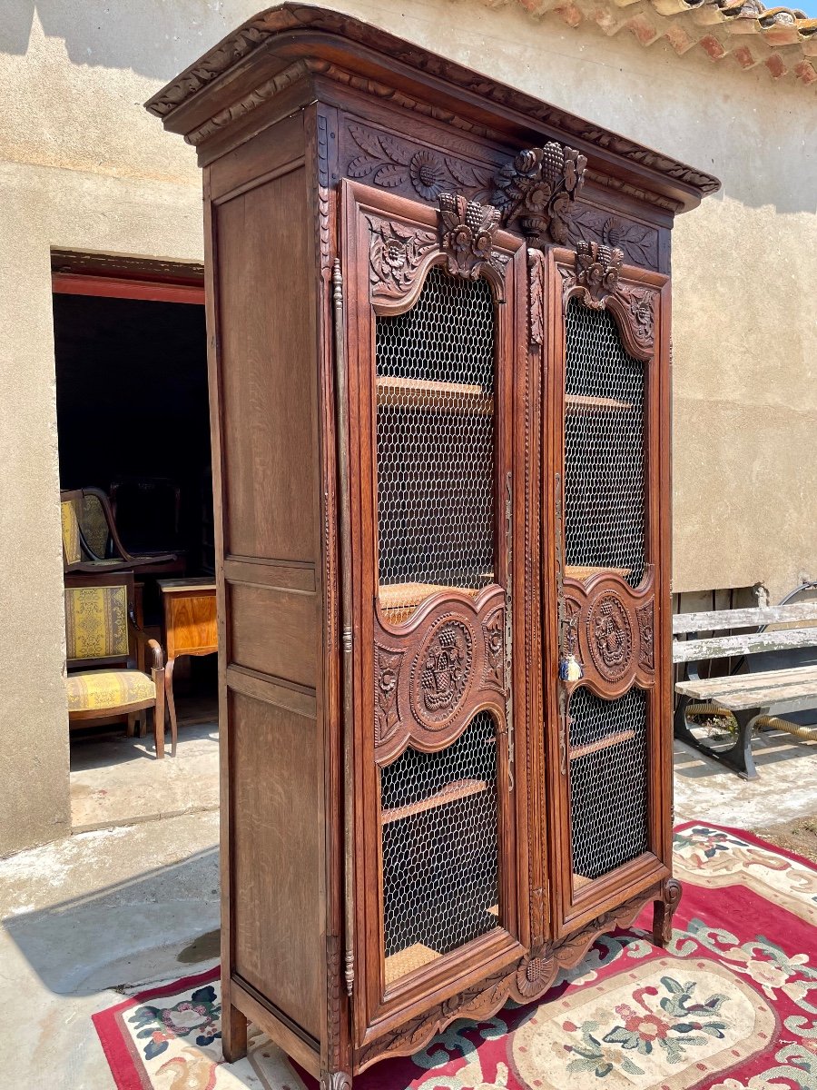 Bookcase,,, Louis XV Mesh Wedding Oak, 18th Century-photo-2