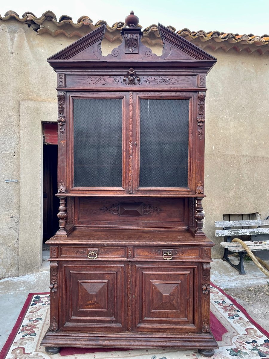 Buffet, Four Louis XIII Style Chateau Doors In Oak, 19th Century.-photo-2