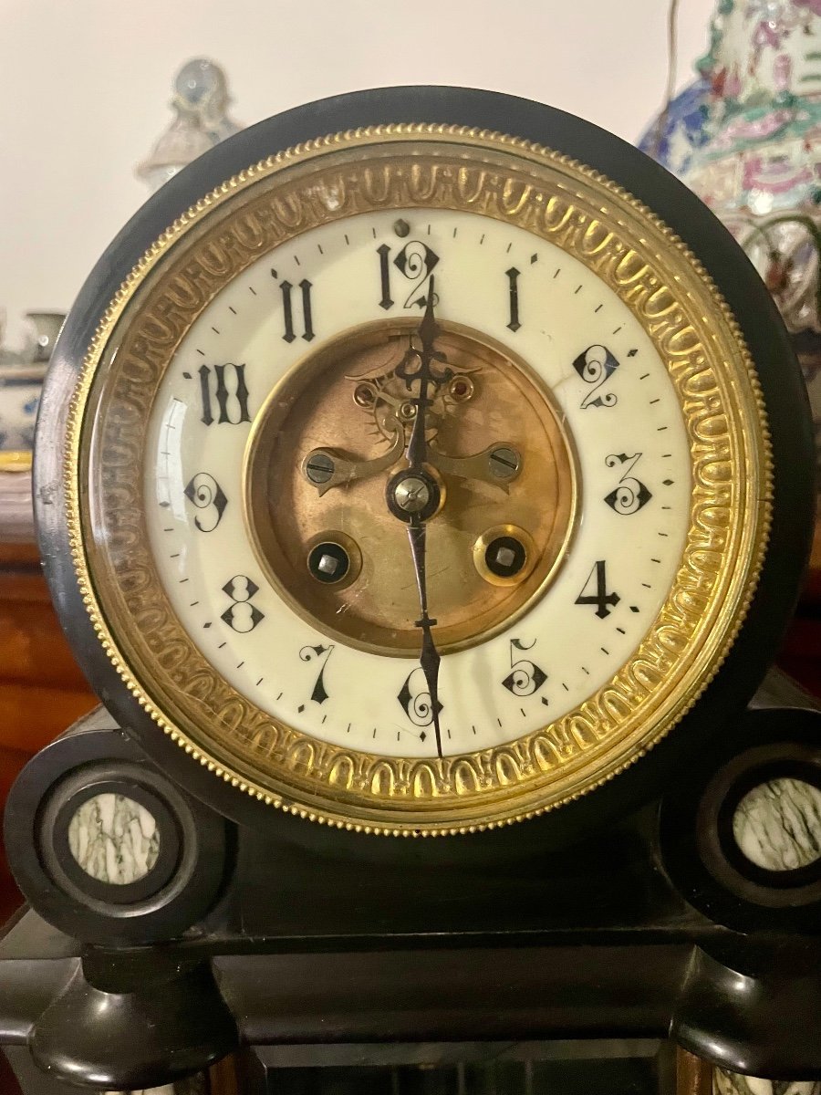 Napoleon III Period Marble Notary Clock, 19th Century -photo-3