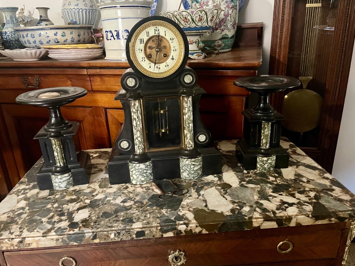 Napoleon III Period Marble Notary Clock, 19th Century -photo-1