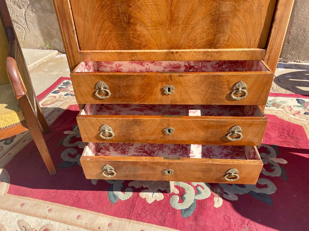 Charles X Restoration Secretary In Blond Mahogany, 19th Century -photo-2